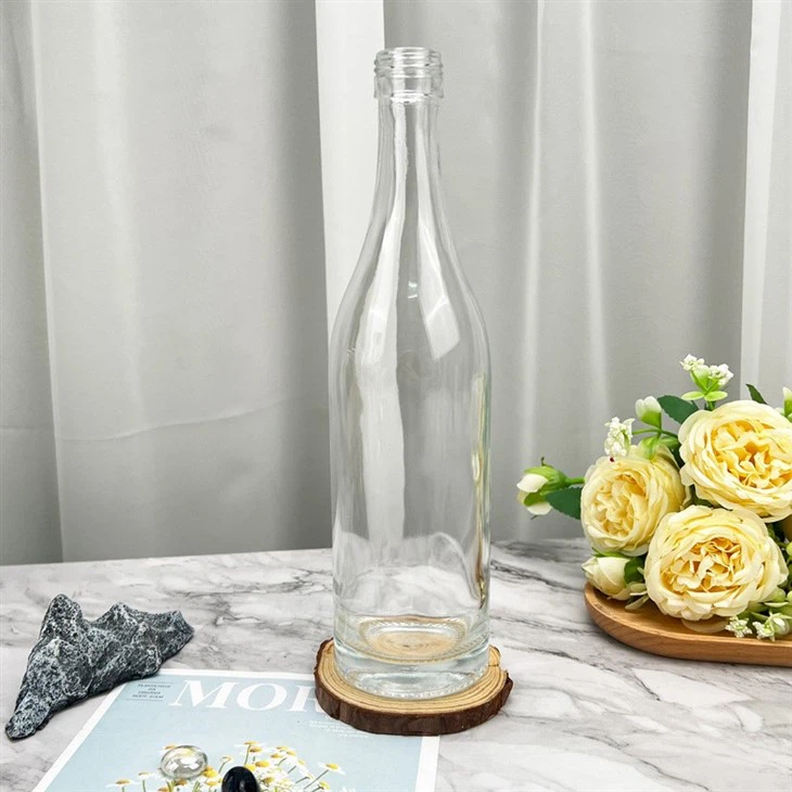 Clear Round Glass Juice Bottle